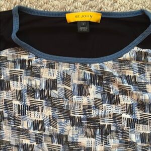 St. John Black and Blue Geometric Top